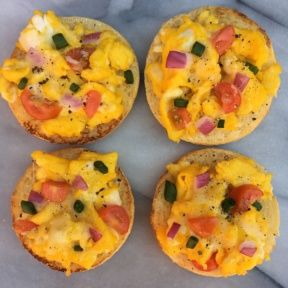 English Muffin Breakfast Pizzas using Glutino English muffins